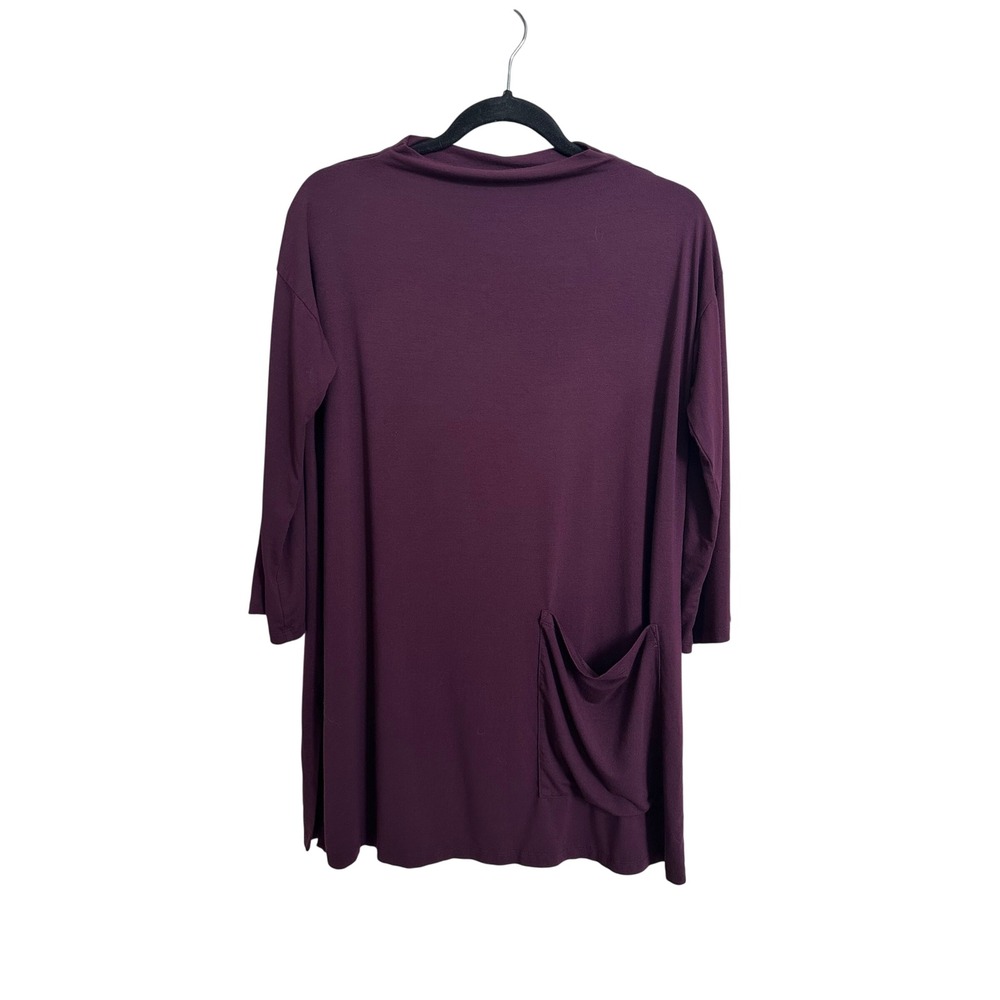 Eileen Fisher Petite Plum Purple Viscose Jersey Mock Neck Tunic Top PM
